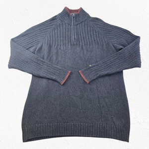 Columbia Gray Half Zip Cotton Sweater Size Large Knit Pullover Outdoor Hiking